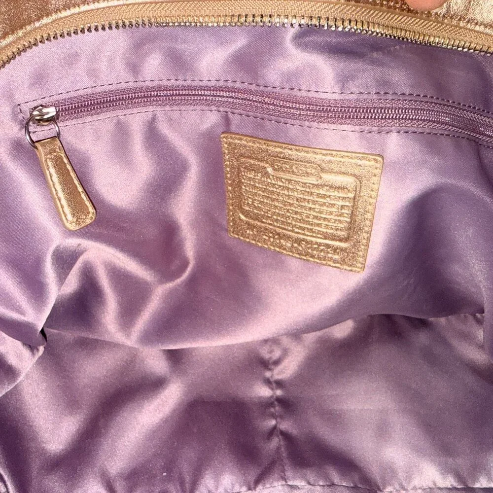 Coach Gold Tote Bag with Silk Lavender Interior ✨💜